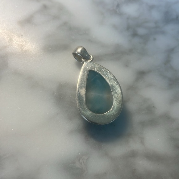 Large Larimar gemstone pendant 925 sterling silver - Picture 3 of 5